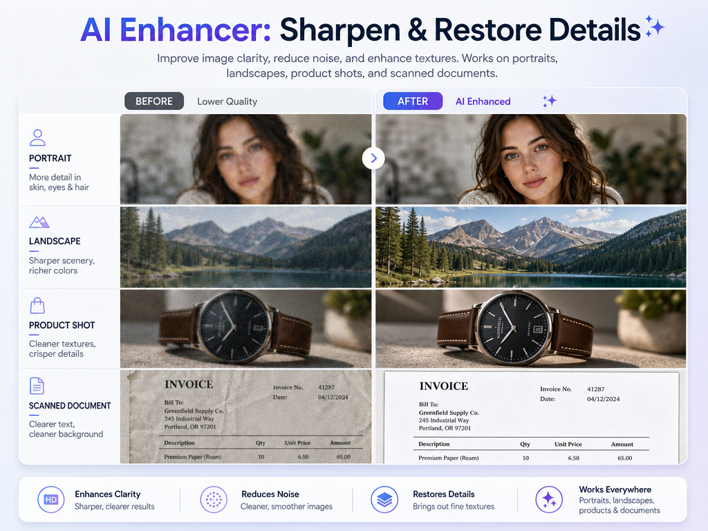 AI Enhancer: Sharpen & Restore Details